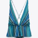 ZARA  Striped Linen Blend Top Sz XL Photo 2