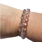 ALEX AND ANI 2 Vintage Sixty Six  Glass Bead Bracelets Clear Light Pink Photo 3