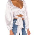 For Love & Lemons  Argent Wrap Long Sleeve Top in Silver  Small Photo 2
