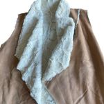 Womens Faux Suede Open Front Vest Size M Brown w/Sherpa Lining Raw Hem W/ Pocket Size M Photo 3