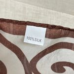 Vintage Silk Scarf Swirl Pattern Brown White 20.5x20 Mirror Image Unique Square Photo 4