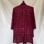 Denim 24/7 Cottagecore Crochet Cardigan Sweater Women 28W Burgundy Boho Festival Red Photo 4