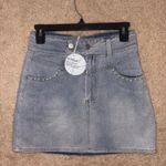 Cloud Ten Light Blue Denim Mini Skirt with pearl studded Pockets Photo 0