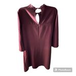 Madison Leigh  Lace Cutout Mock Neck Burgundy Wine Mini Dress Photo 2