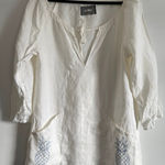 Reformation 100% Linen White Peasant Top Pineapple Embroidered Women’s Small Photo 0