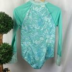 Land’s End Blue Print Long Sleeve Zip Neck Sporty Athletic 1 Piece Swim Suit 16 Photo 1