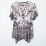 Style & Co Womens Butterfly Sequin Embroidered Babydoll Blouse Size L Boho Photo 4