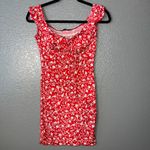 Papaya  Red & White Floral Ruched Mini Dress - Size Medium Photo 4
