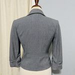 EXPRESS Women Gray Career Dress Single Breasted Blazer Sz 2 3/4 Ruched Sleeve Photo 4