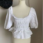Altar'd State NWT ALTAR’D State White Puffy Sleeve Ruched Top, Size Small Photo 0