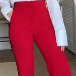ZARA  New Bloggers Fav Red Low‎ Rise Formal Pants Limited Studio Edition Size M Photo 0