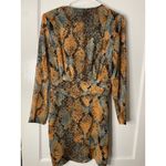 VICI Snakeskin Print Mini Dress Long Sleeve V Neck Bodycon small s Photo 3