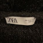 ZARA Knit Black Sparkle Eyelash Fuzzy Textured Duster Cardigan Photo 3