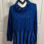 EO Design Royal Blue and Black Striped Cowl Neck Sweater Size L Photo 0