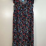 Draper James Navy Blue Ditsy Floral Sleeveless Flutter Midi Dress Size Large Photo 2