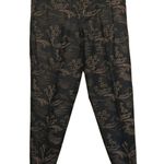 VTG CHICO'S DESIGN Women's 100% Silk Pants Black Tan Asian Embroidery Sz 3 36x29 Size L Photo 0