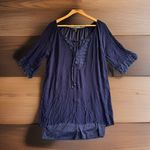 NAIF Cobalt Electric Blue Lined Lace Babydoll Oversized loose Fit Dress Boho 1X Size XL Photo 0