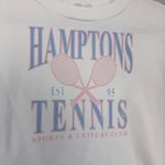 gb fashion Hamptons Tennis White Cropped Crewneck Sweatshirt Preppy Loungewear Size M Photo 1