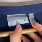 Athleta  silk blend tie dye navy and white stripe kaftan shirt coverup size XS Photo 10