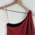 Halston Heritage  Women's‎ Chiffon Red Black Ombre One-Shoulder Cocktail Dress S Photo 2