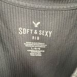 American Eagle  Women’s Large Grey Soft & Sexy Ribbed Cold Shoulder Top Shirt Photo 1