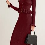 Commense Ruffle Slim Sweater Dress size XL Red Photo 0