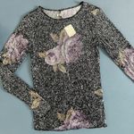 Free People NWT Intimately Gold Rush Black Combo Printed Sequin Long Sleeve Photo 2