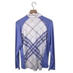 SanSoleil Women's Long Sleeve Quarter Zip Pullover Size Large Purple White Plaid Photo 1