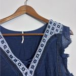 Free People  Navy Blue Market Place Boho Tee Tank Top Photo 5