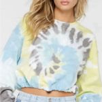 BDG Urban Outfitters Tye Dye Cropped Sweatshirt Crew Neck Blue Yellow NEW NWT Photo 0