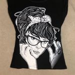 Graphic Tee with Rockabilly Gal Women's Short Sleeve Size Small Black Photo 1