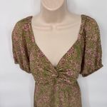 Jopna Cottagecore Forest Fairy Dress Womens L Green Pink Polyester Smocked Lined Size L Photo 1