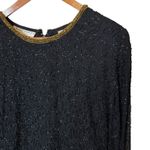 Night Vogue Vintage Silk Beaded Black Dress Evening Formal Occasion size Medium Photo 1