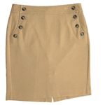 Loft (8) Button Pockets Detail A-Line Straight Skirt Back Slit Zipper Closure Photo 5