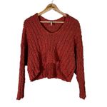 Free People 100% Cotton Open-Knit Cropped Sweater Womens M Orange Beachy Photo 1