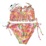Salt & Cove Juniors Bikini Set Lace Up Hipster Smocked Tie Floral Colorful S White Size undefined Photo 1