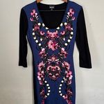 Roberto Cavalli Just Cavalli Orchid Floral 3/4 Sleeves Black Dress 44/8 Photo 0