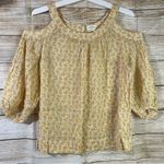 Anthropologie Meadow Rue cold shoulder bubble sleeves cotton yellow top Size 8 Photo 1