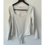 Abercrombie & Fitch Soft Bodysuit White Square Neck Long Sleeve Women's Size M Photo 3