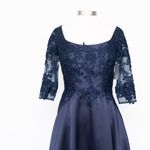 La Femme  - Three Quarter Sleeve Gown with Lace Sheer Back Photo 10
