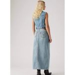Levi's Size 33 Premium Ankle Column Denim Skirt Please Hold Medium Wash Photo 2
