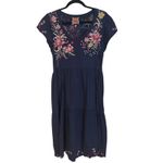 Johnny Was Jessica Tiered Bird Floral Embroidered Midi Dress In Deep Navy Small Photo 1