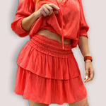 Ramy Brook  MERRY V-NECK SHORT-SLEEVE BLOUSE IN PUNCH AND JANE MATCHING SKIRT Photo 0