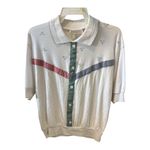 Season Ticket Vintage Floral Polo Knit Top | Lace Detail | Cottagecore Retro Blue Size M Photo 1