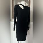 EXPRESS  Cut-Out Knit-Ribbed Sweater Dress Mock Neck Long Sleeve Black Size XL Photo 6