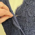 Adrianna Papell  Navy Lace V Neck Scalloped Long Cap Sleeve Gown Sz 6 Photo 6