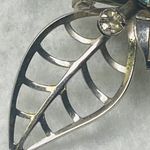 Silver Tone Flower Pin Brooch Pendant Filagree Rivet Construction Rhinestones Photo 7