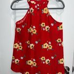 Cure  Women’s Red Floral Cute Sleeveless Top Size Small Blouse Photo 1