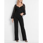 EXPRESS  Black Sheer Lace Balloon Sleeve Cropped Sweetheart Top Small NWT Photo 9