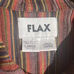 Flax Shirt Womens Large Multicolor Striped Button Up Long Sleeve Pleated Cotton Photo 7